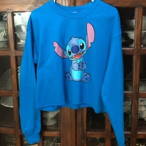 Disney Stitch Blue Cropped Sweatshirt Never Worn